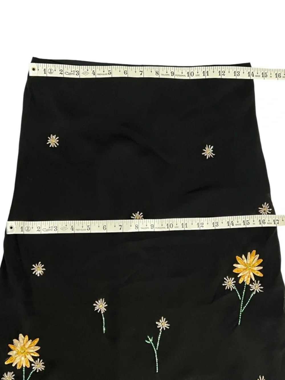 STAUD Angela Floral-Embellished Midi-Skirt in Dahlia Daydream Black NWT